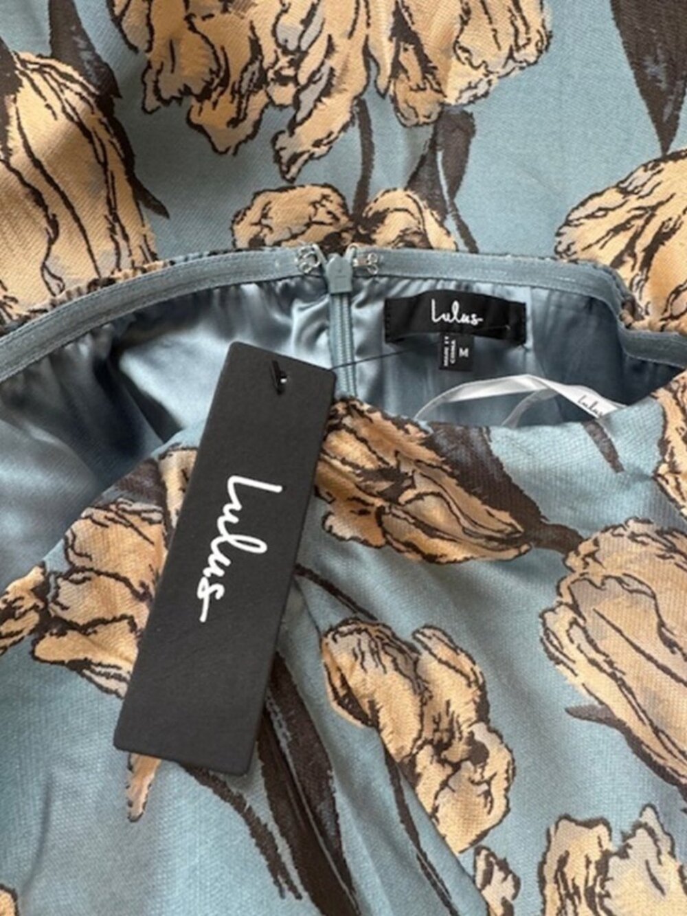 Lulus Gowning Around Slate Blue Floral Jacquard Strapless Maxi Dress NWT - Picture 9 of 15